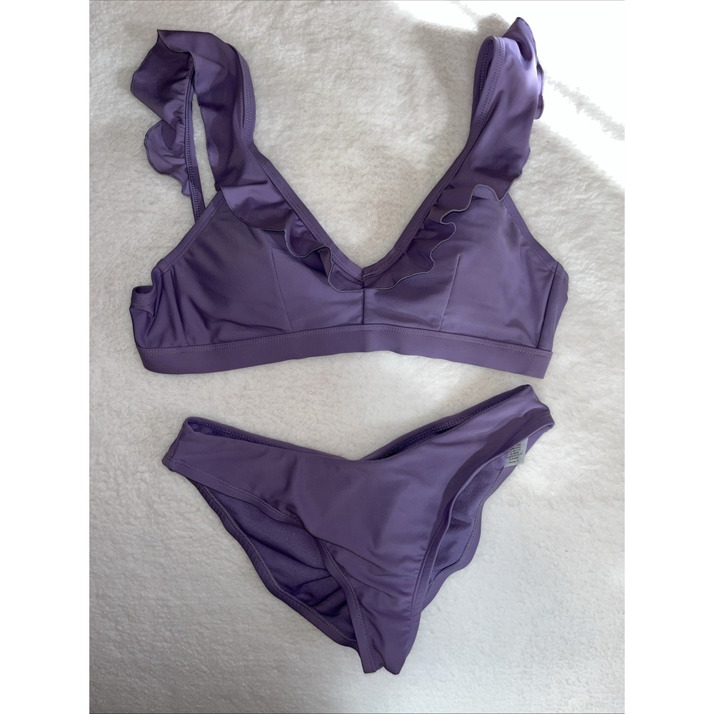Time and Tru Women Low‎ Rise Cheeky ruching Back Swim Bikini XL violet lilac